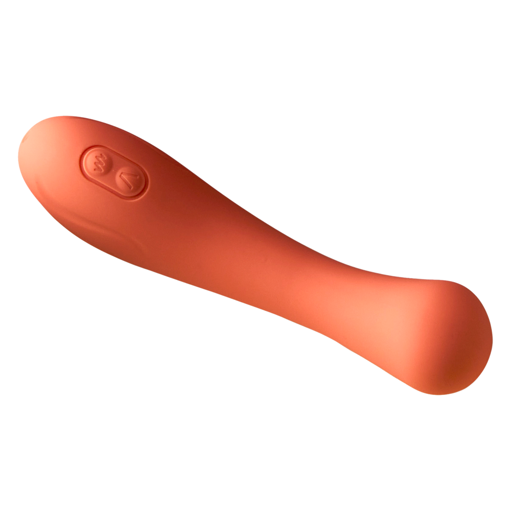 Orange silicone vibrator with control button